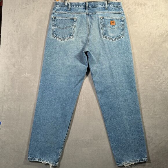 Carhartt Jeans Mens Size 38X32 Blue Relaxed Fit Denim Workwear Rugged B17 DST - Picture 2 of 12